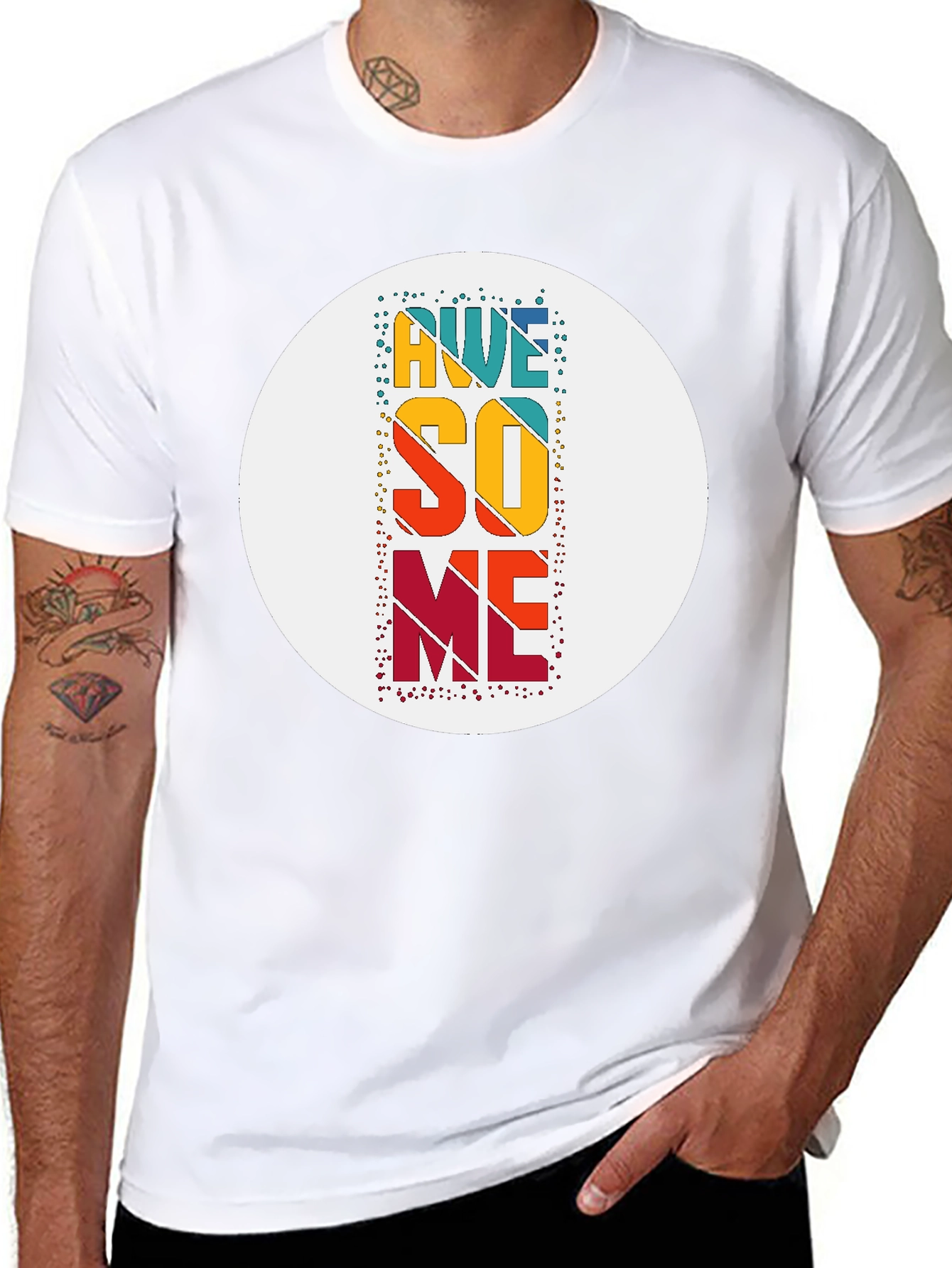 Awesome Graphic Tee - Black Cotton Blend Casual T-Shirt