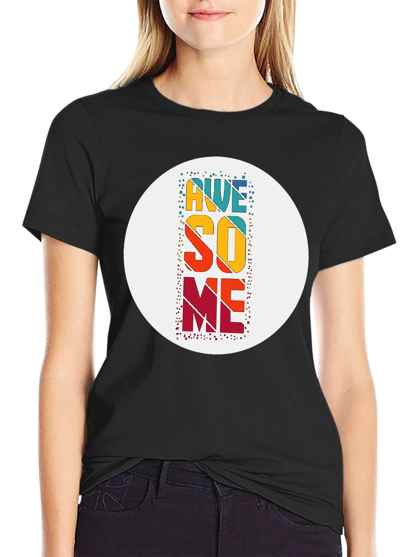 Awesome Graphic Tee - Black Cotton Blend Casual T-Shirt