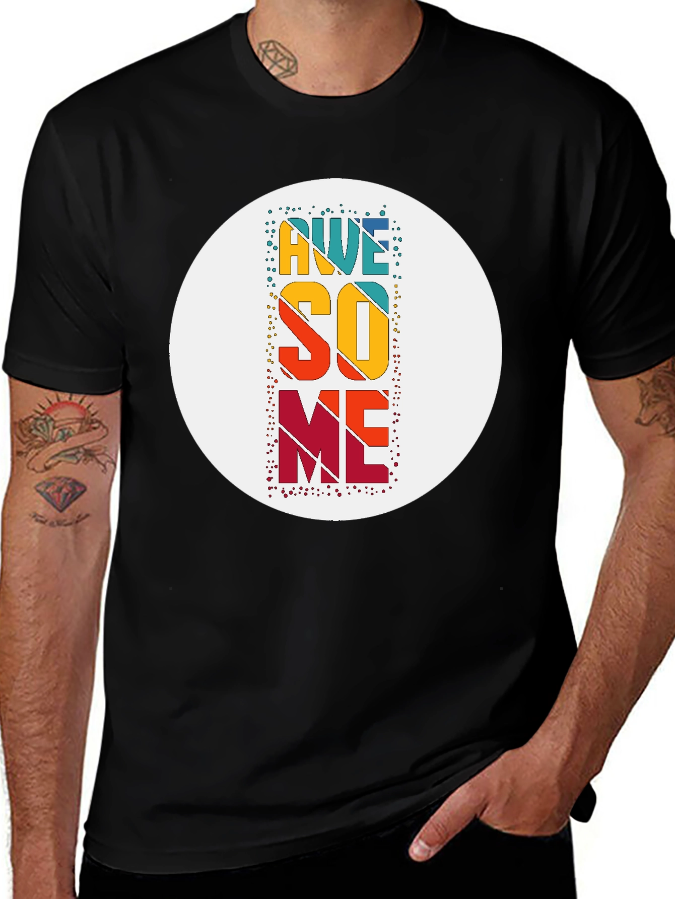 Awesome Graphic Tee - Black Cotton Blend Casual T-Shirt