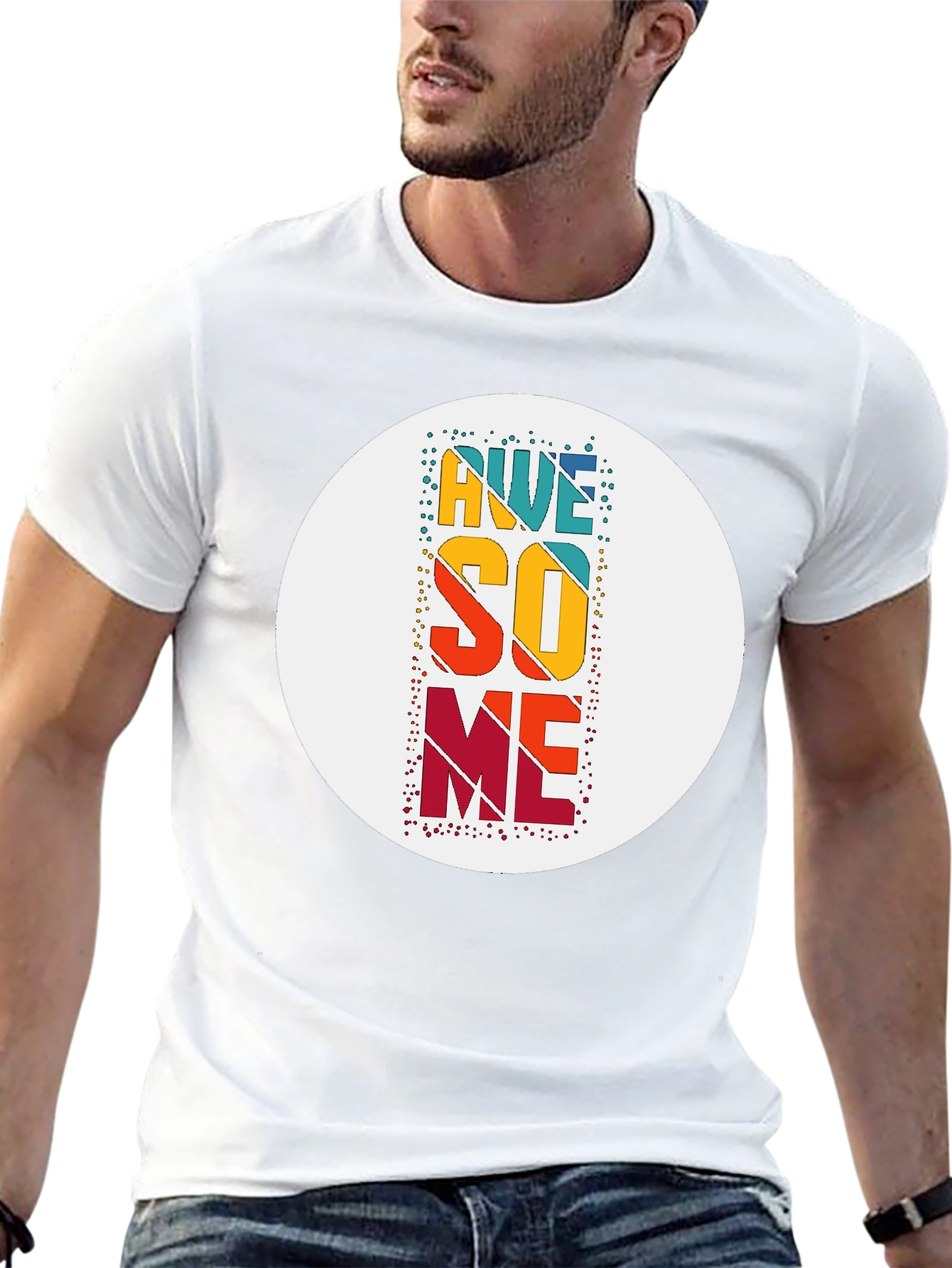 Awesome Graphic Tee - Black Cotton Blend Casual T-Shirt