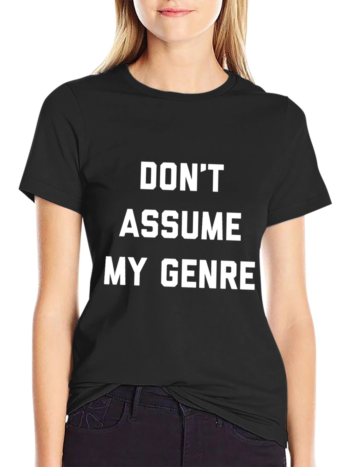 Dont Assume My Genre Graphic Tee - Black