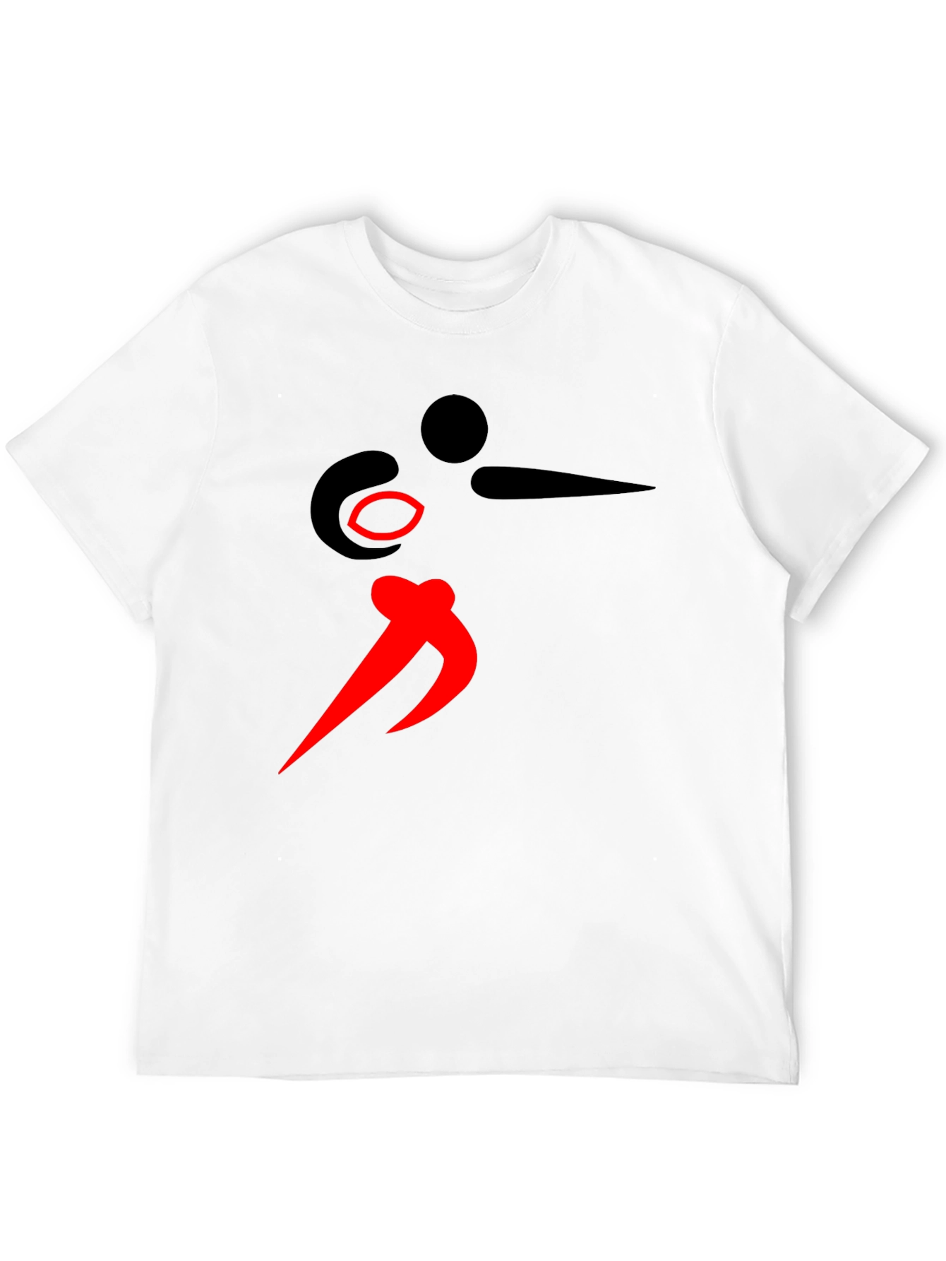Black Graphic Tee with Red Abstract Design