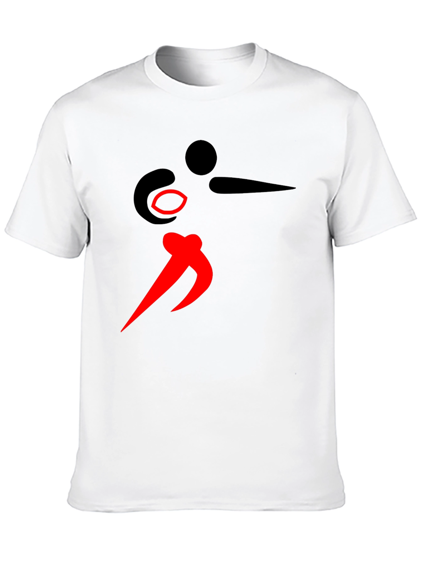Black Graphic Tee with Red Abstract Design
