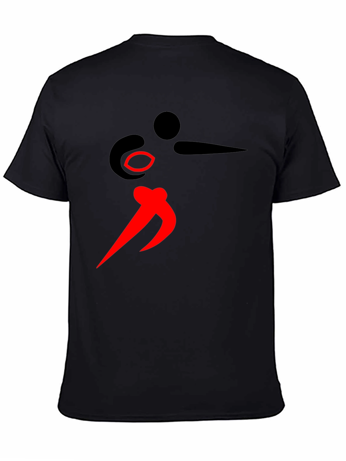 Black Graphic Tee with Red Abstract Design