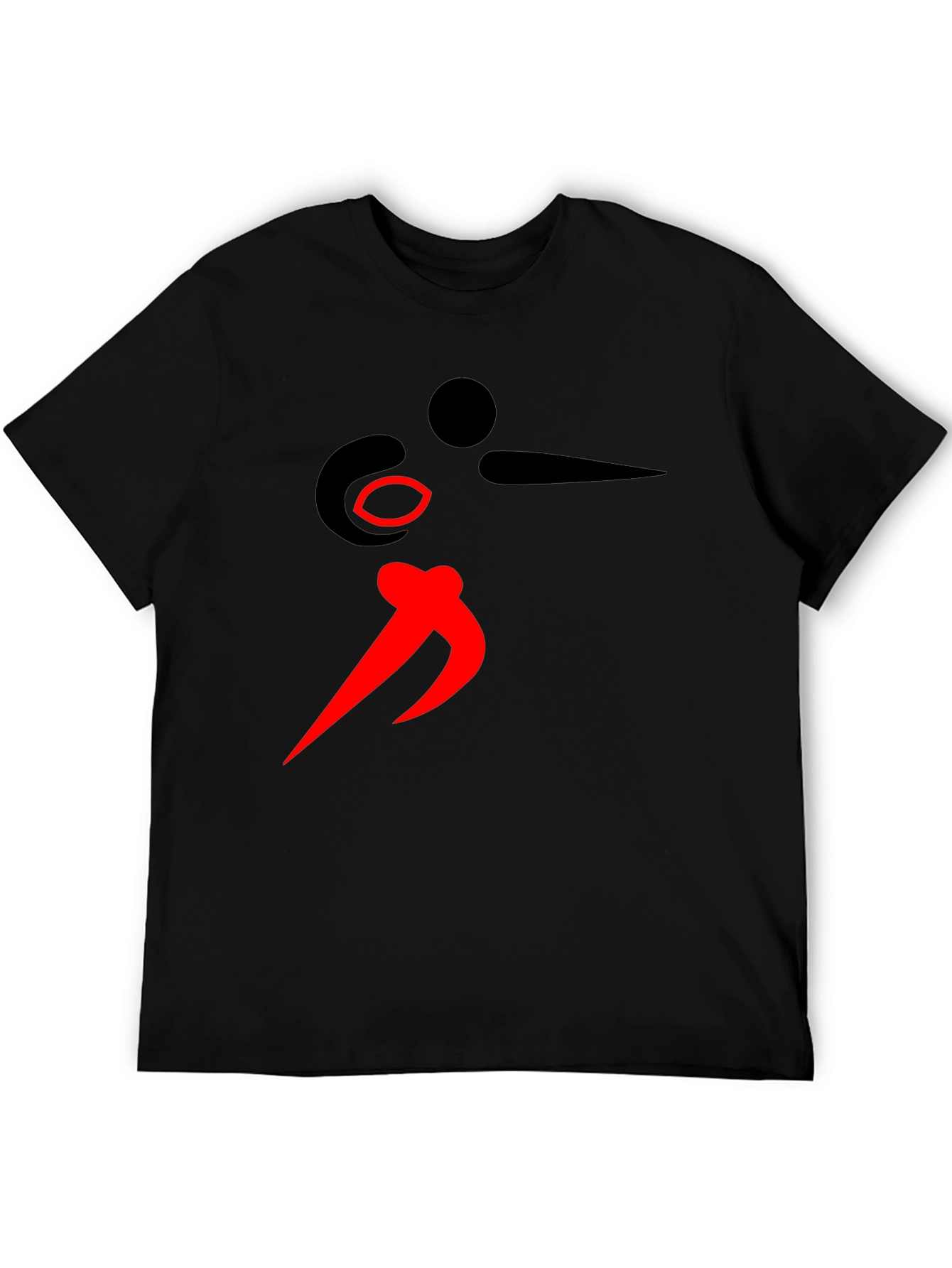 Black Graphic Tee with Red Abstract Design