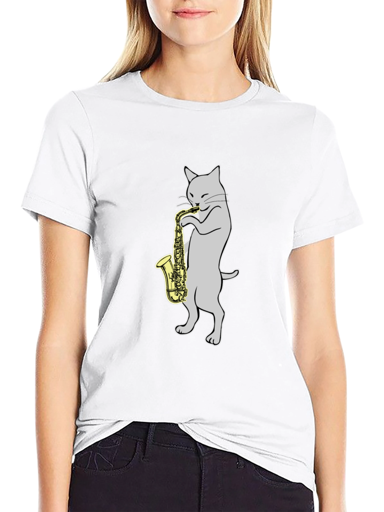 Cat Playing Saxophone T-Shirt
