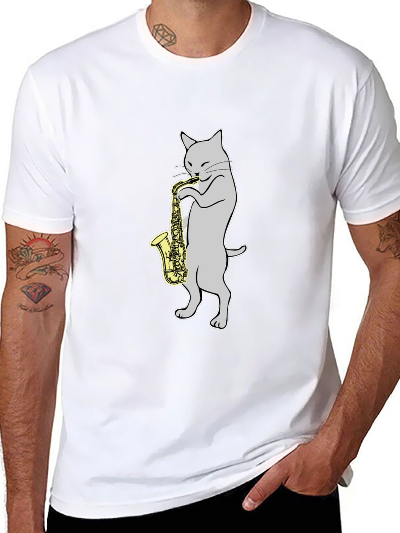 Cat Playing Saxophone T-Shirt