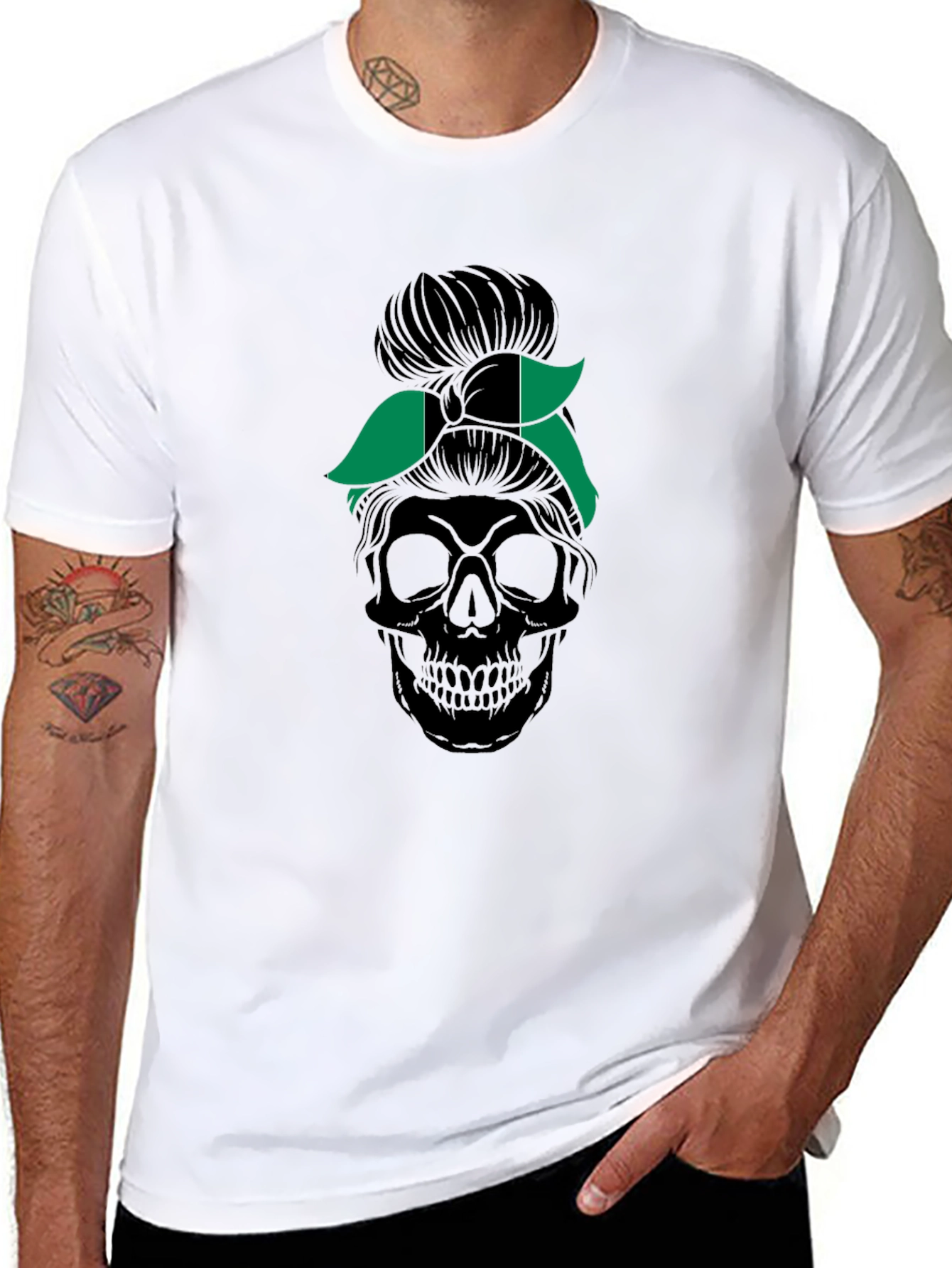 Nigeria Messy Bun Skull T-Shirt