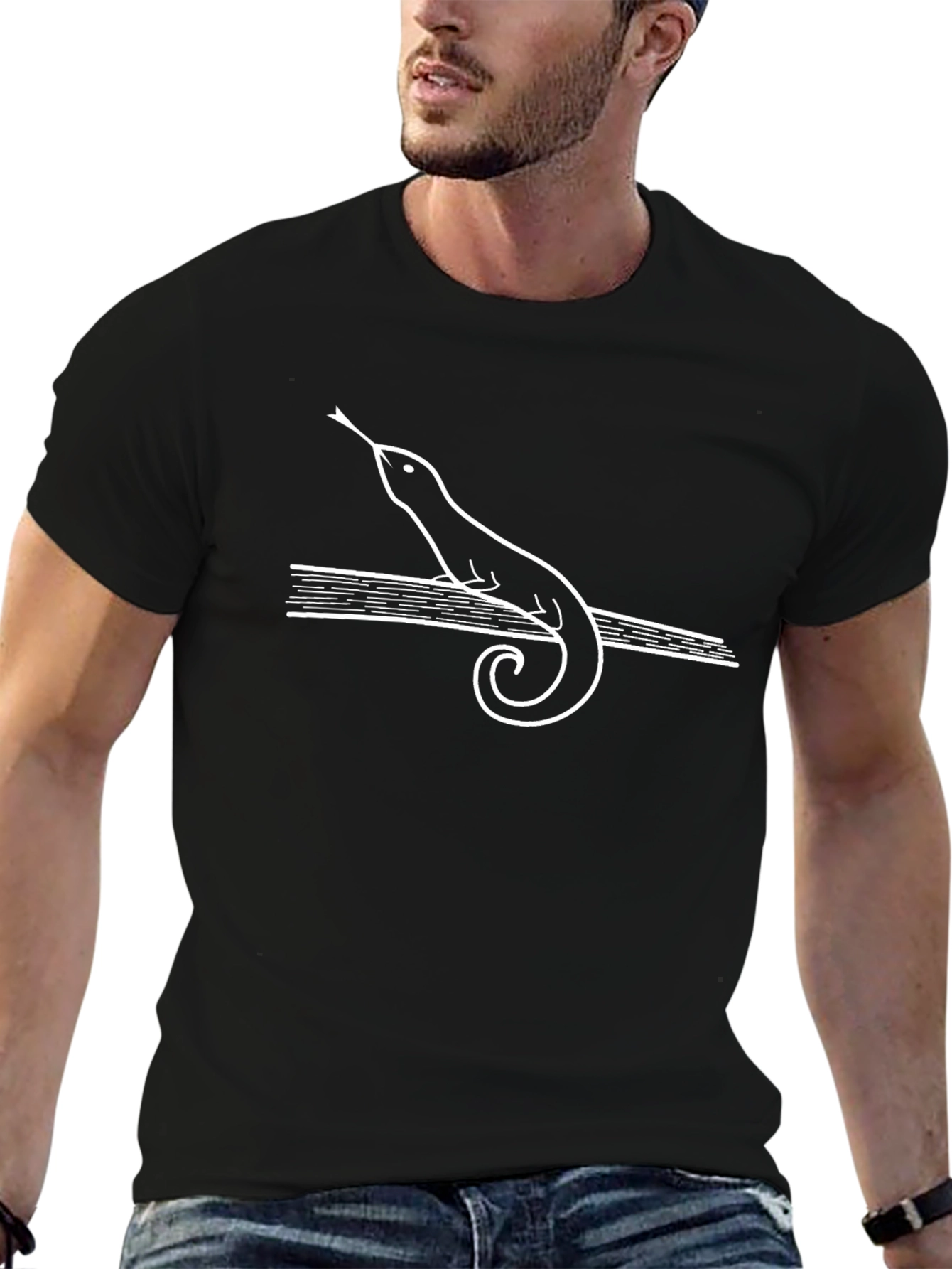 Snake Graphic Tee - Stylish Mens Black T-Shirt