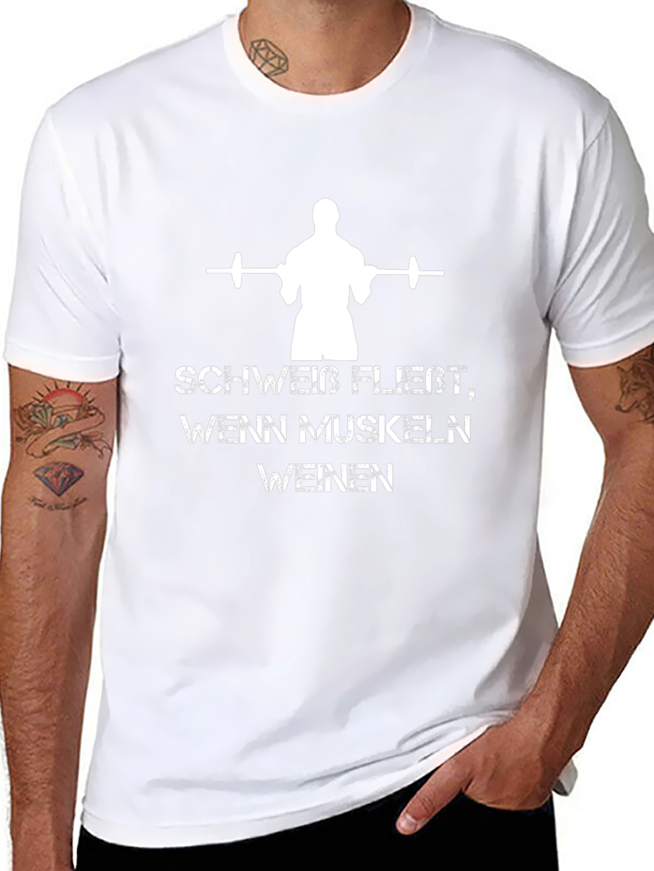 Workout Motivation T-Shirt: Schweib Fließt Wenn Muskeln Weinen