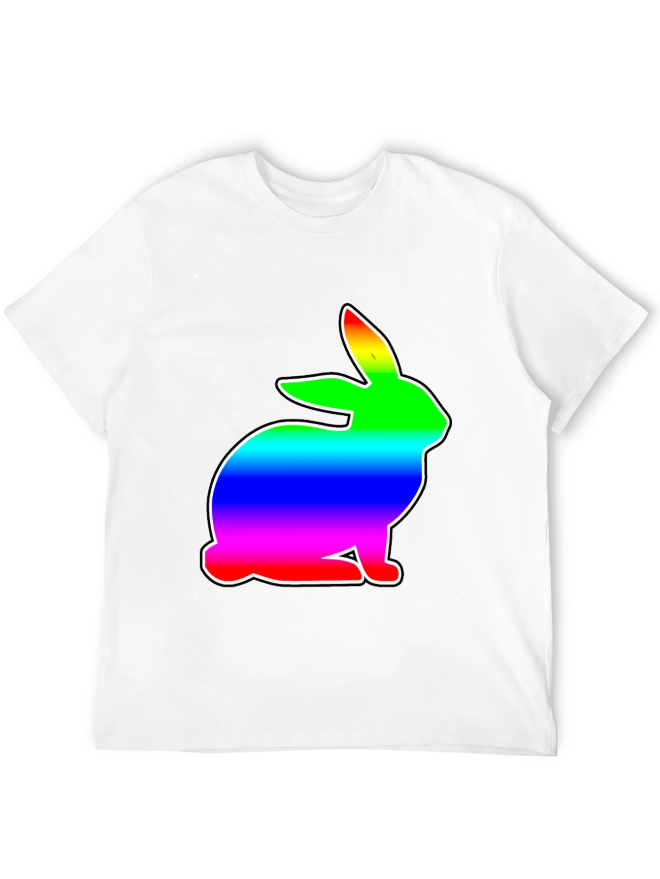 Rainbow Bunny Graphic Black T-Shirt