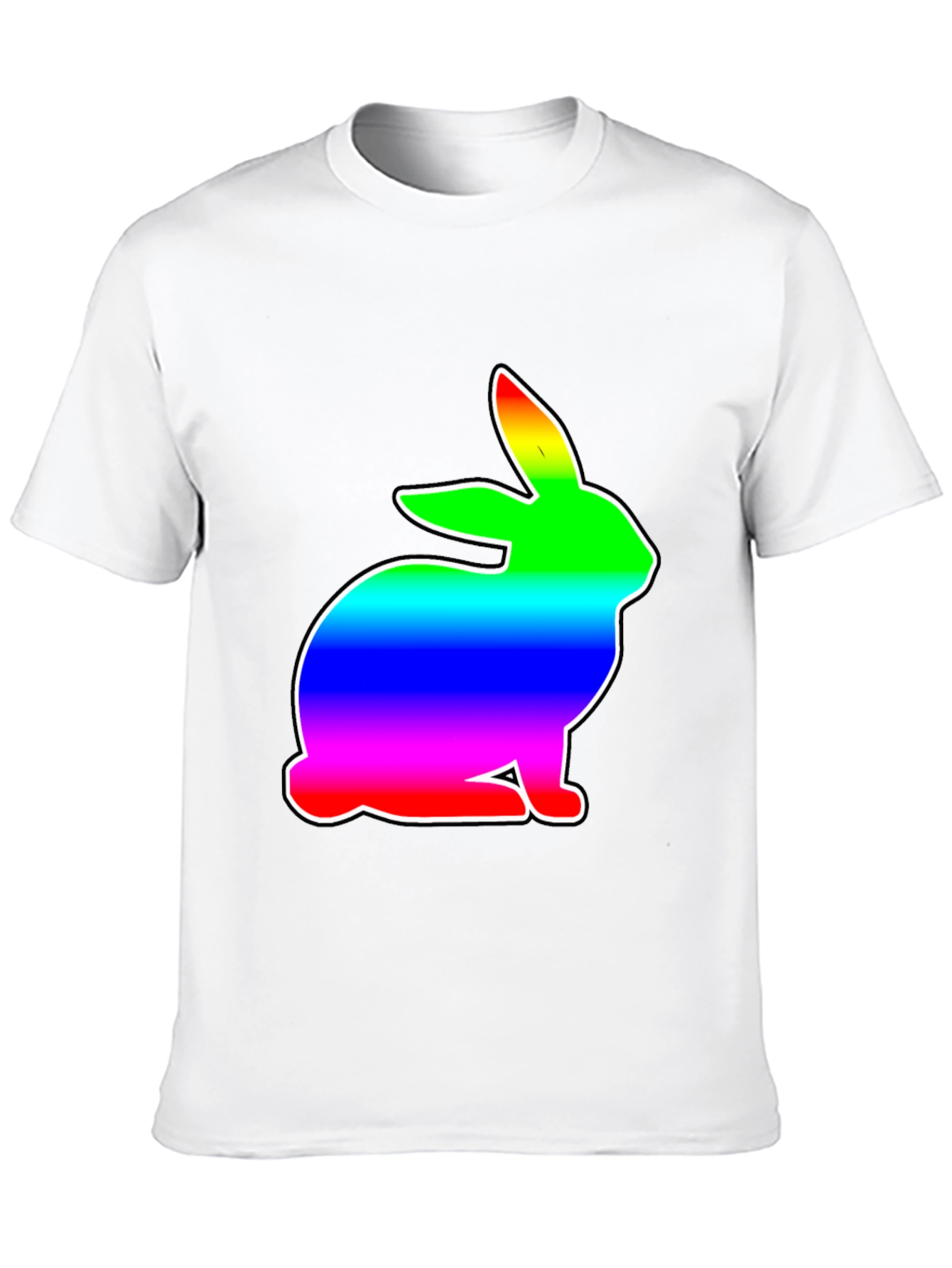 Rainbow Bunny Graphic Black T-Shirt