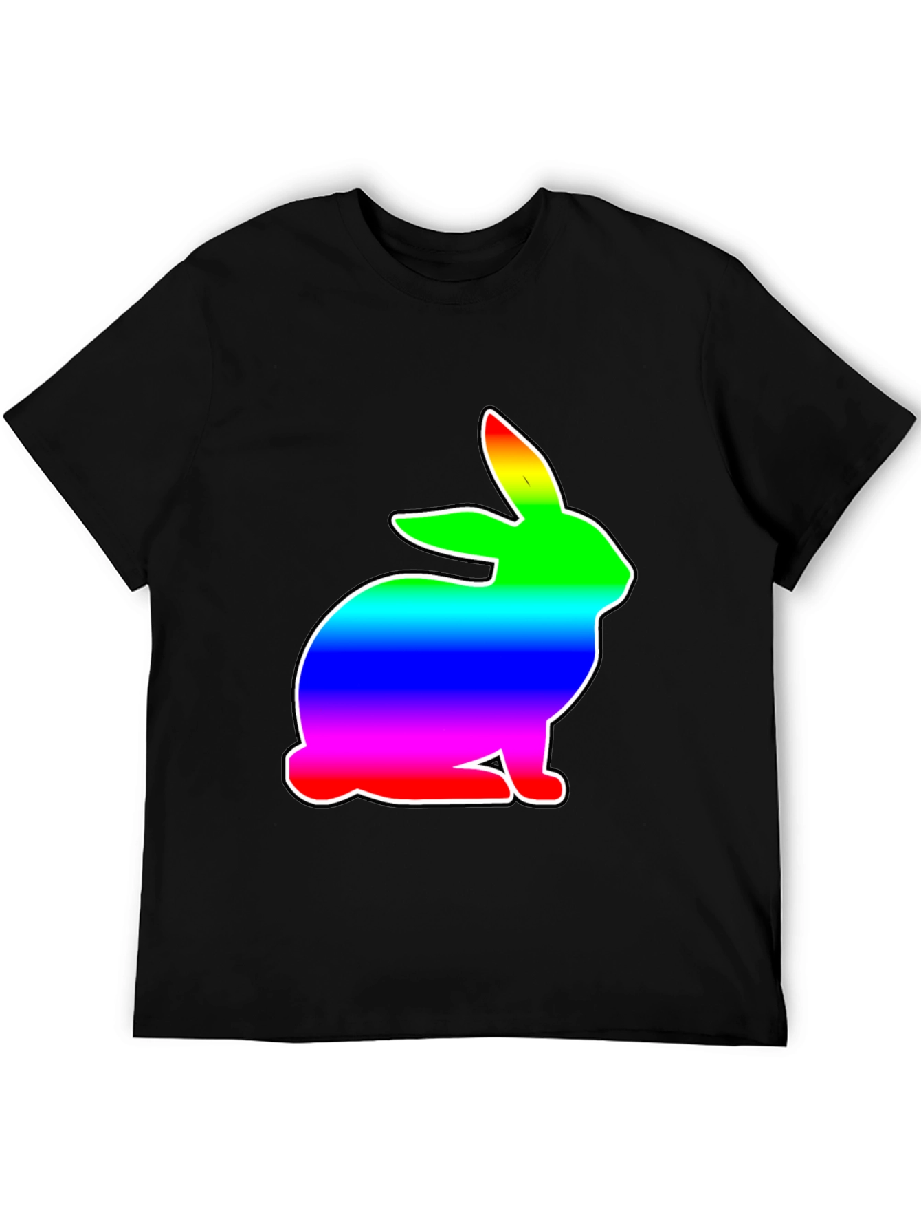 Rainbow Bunny Graphic Black T-Shirt