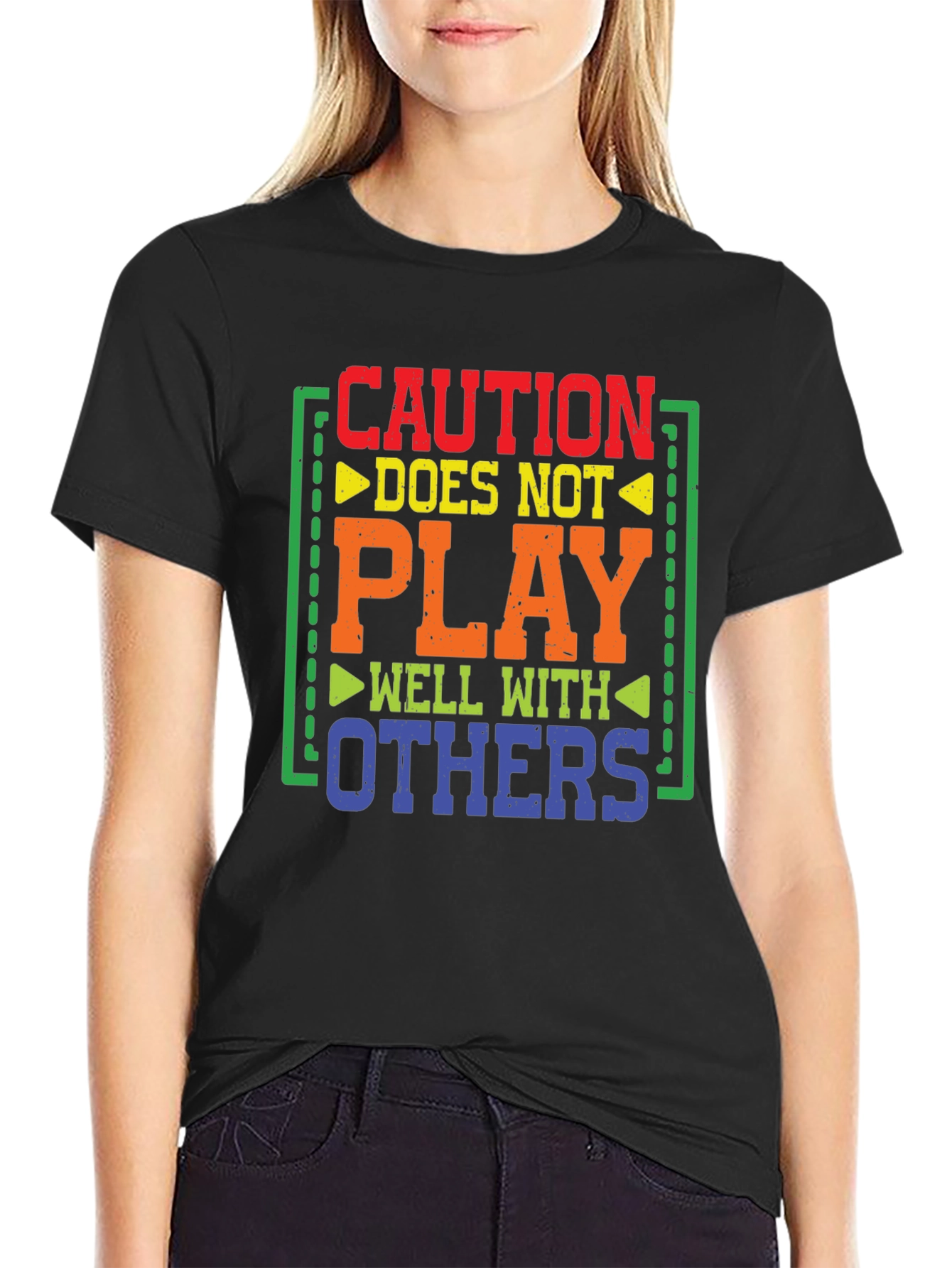 Caution Doesnt Play Well With Others Graphic Tee