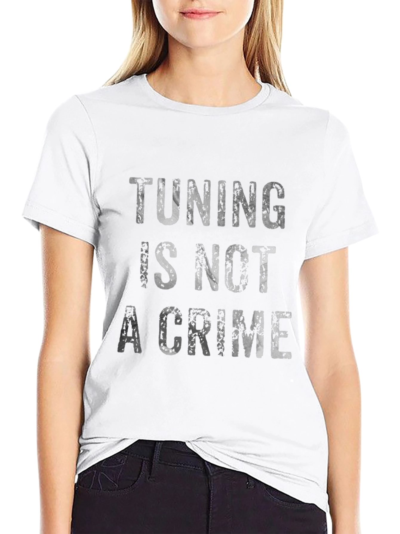 Tuning Is Not A Crime Graphic Tee - Black