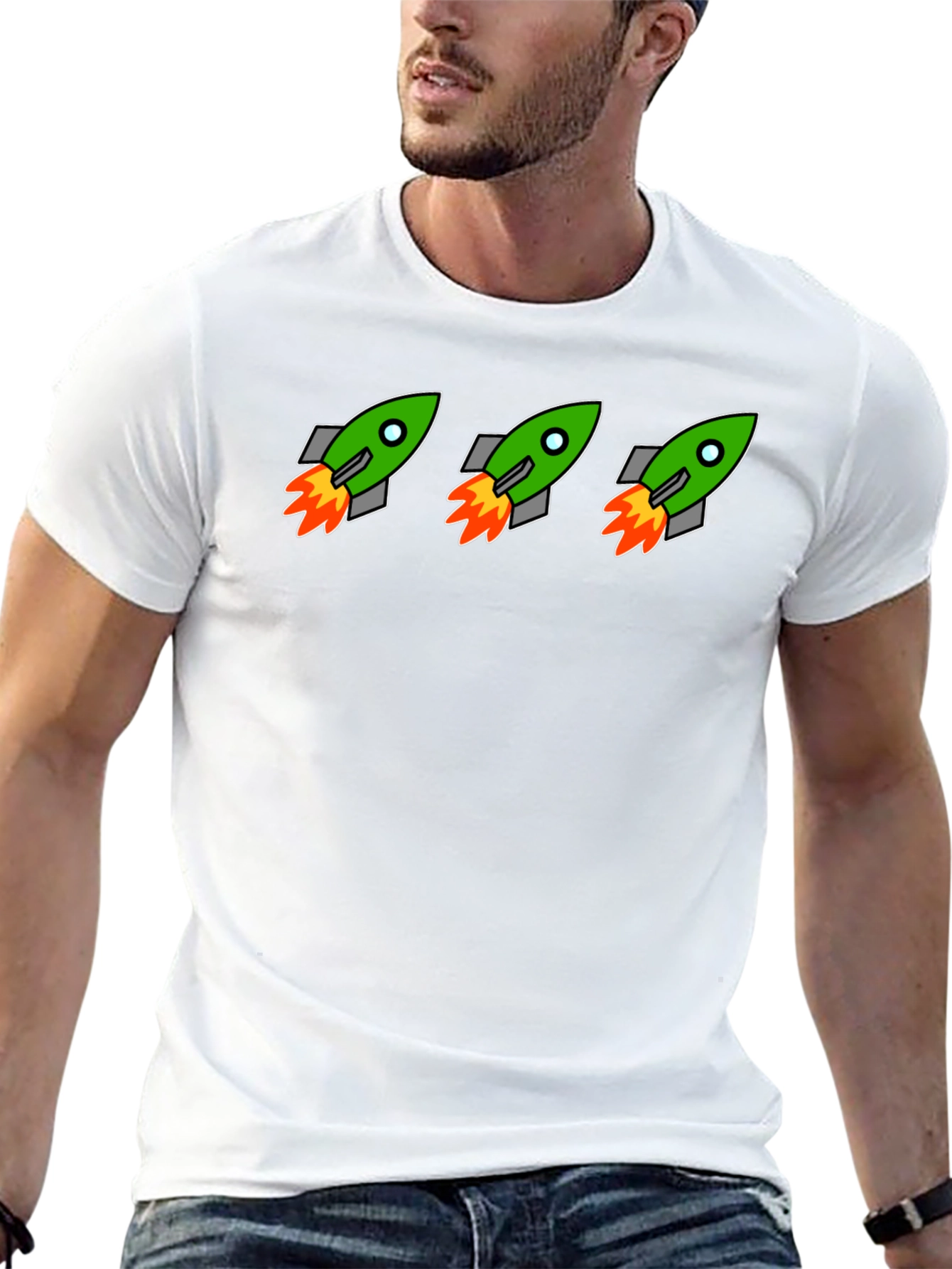 Rocket Launch Graphic Tee - Black Crewneck T-Shirt