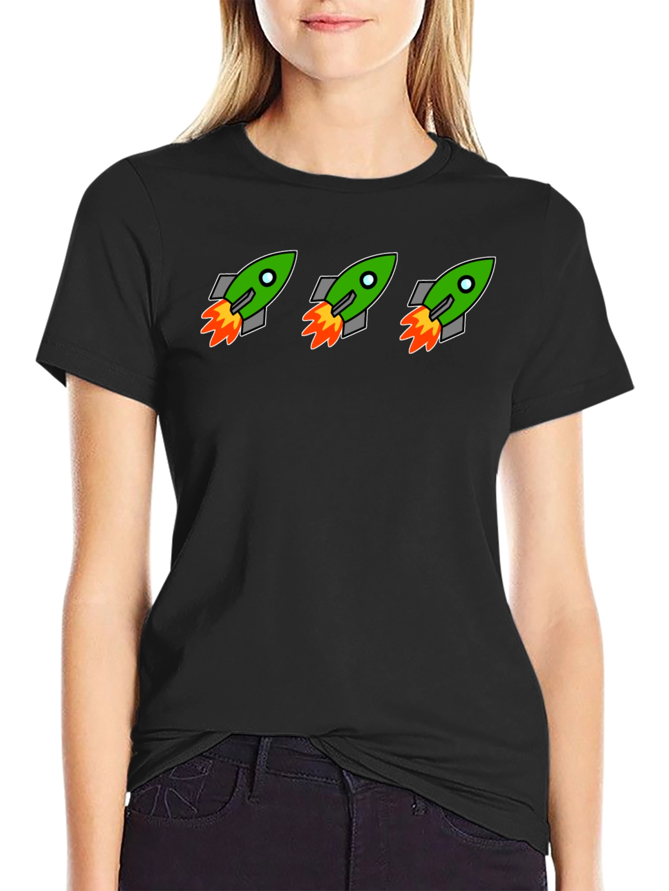 Rocket Launch Graphic Tee - Black Crewneck T-Shirt
