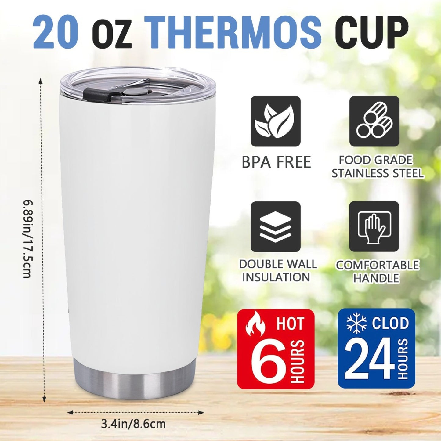 Insulated Graphic Coffee Tumbler - Stainless Steel Leak-Proof Travel Cup