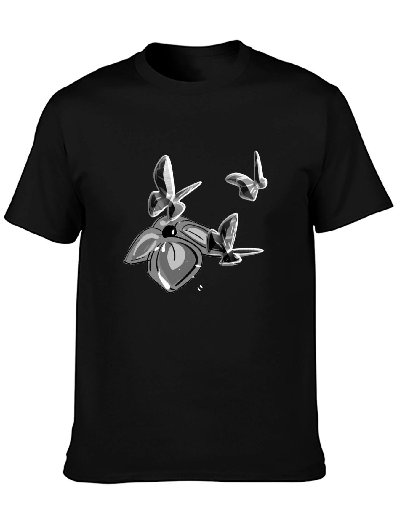 Stylish Black T-Shirt with Butterfly Graphic Print