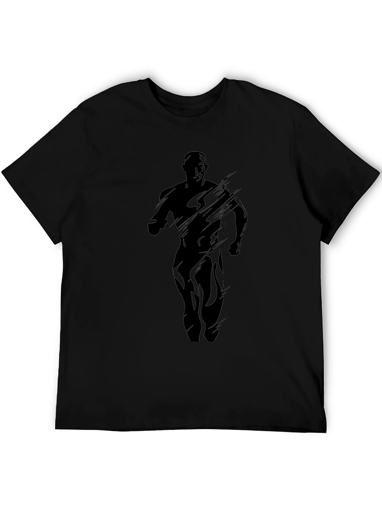 Mens Black Graphic Tee - Running Silhouette Design