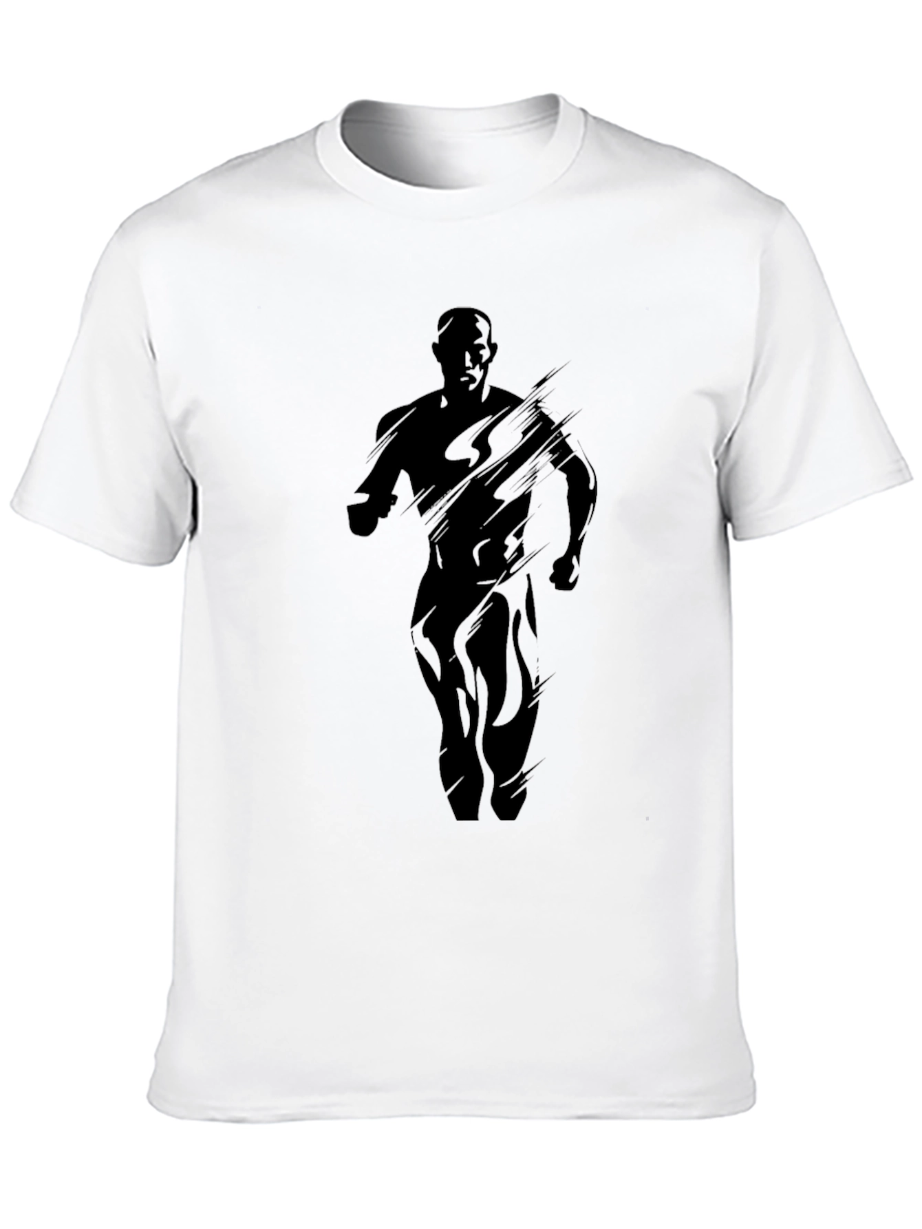 Mens Black Graphic Tee - Running Silhouette Design