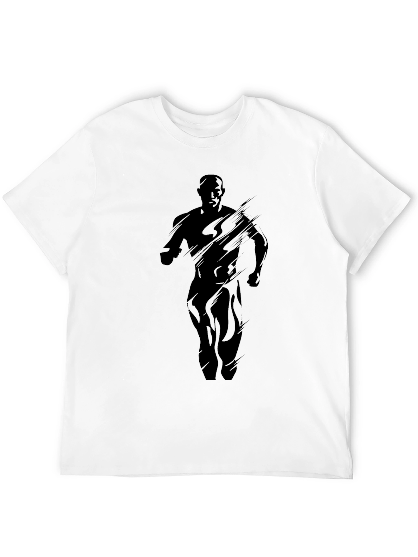 Mens Black Graphic Tee - Running Silhouette Design