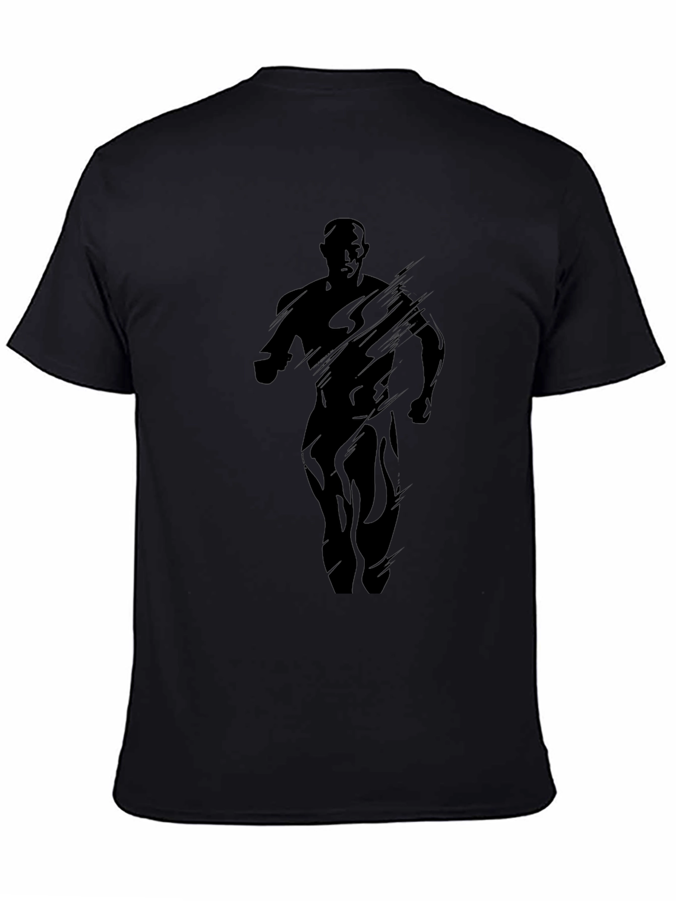 Mens Black Graphic Tee - Running Silhouette Design