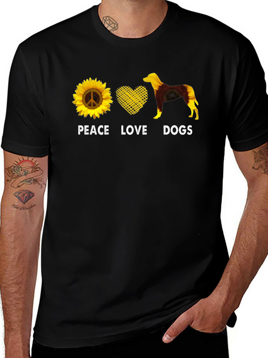 Peace Love Dogs T-Shirt Sunflower Graphic Tee
