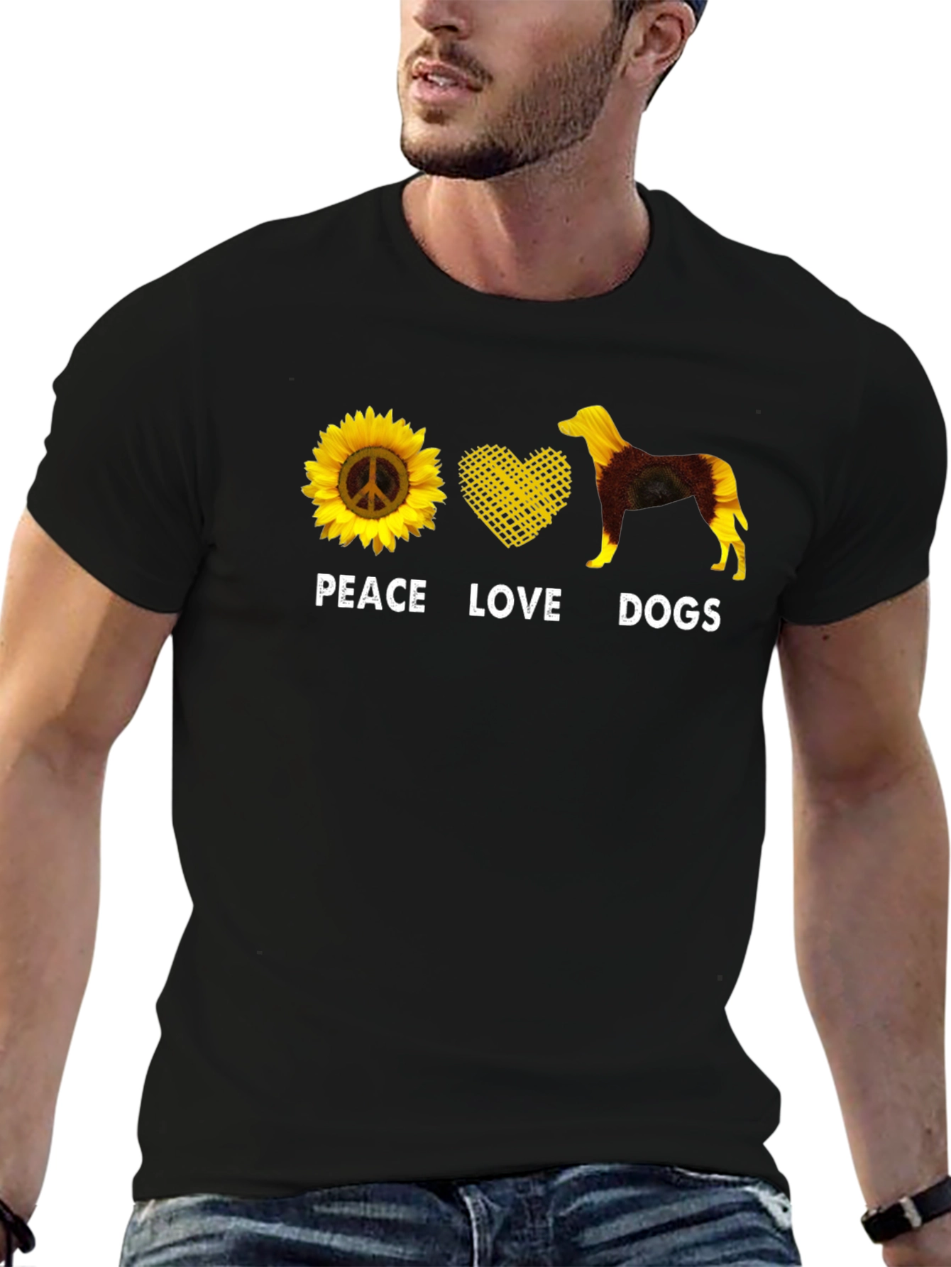 Peace Love Dogs T-Shirt Sunflower Graphic Tee