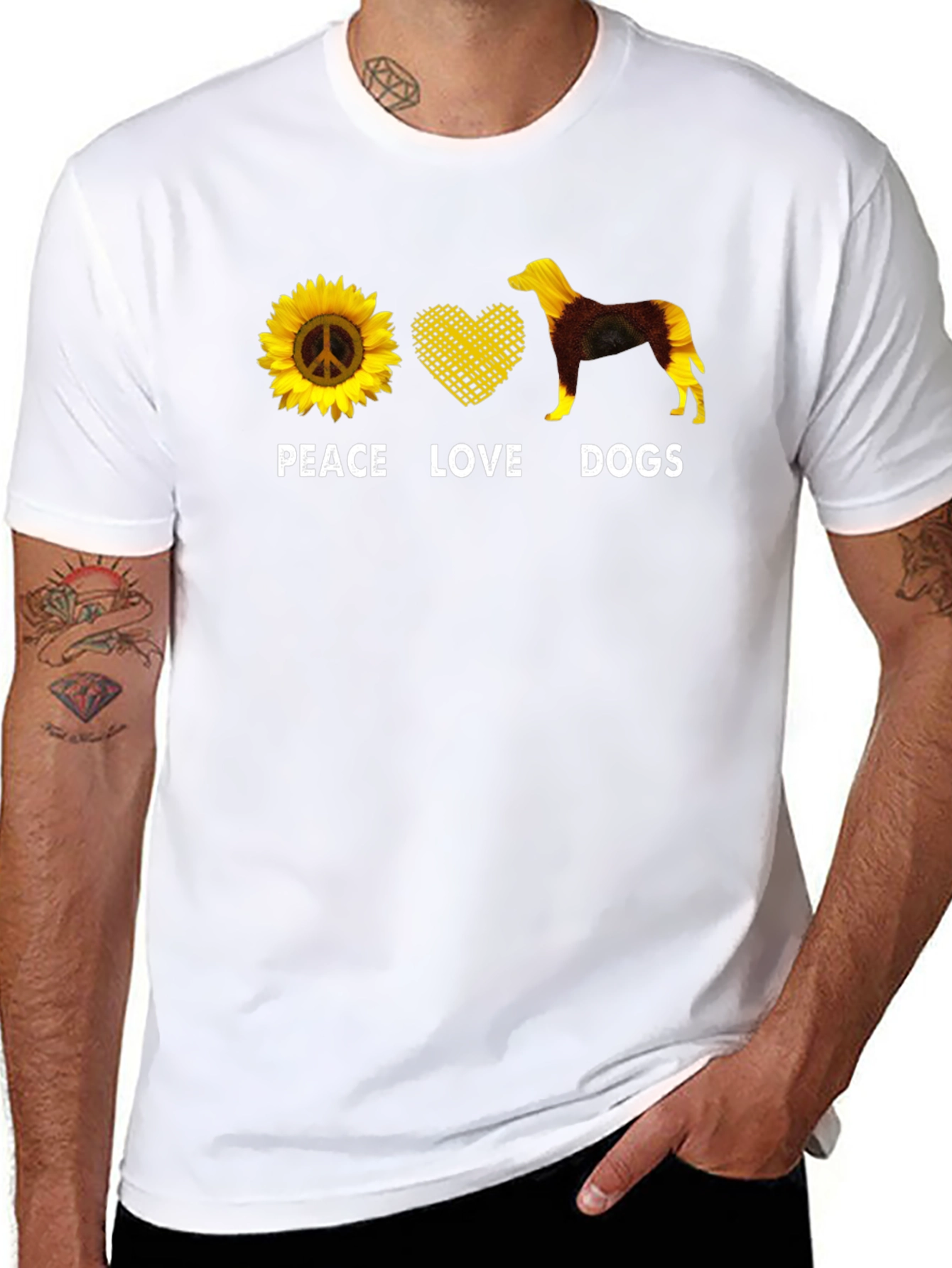 Peace Love Dogs T-Shirt Sunflower Graphic Tee
