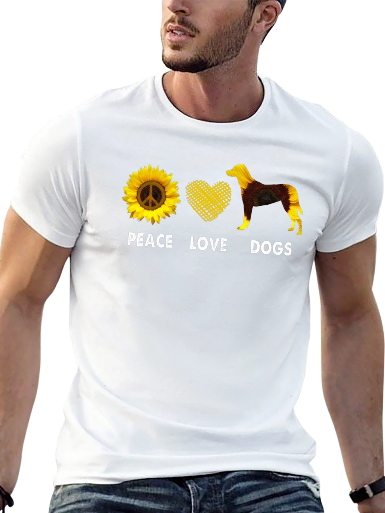 Peace Love Dogs T-Shirt Sunflower Graphic Tee