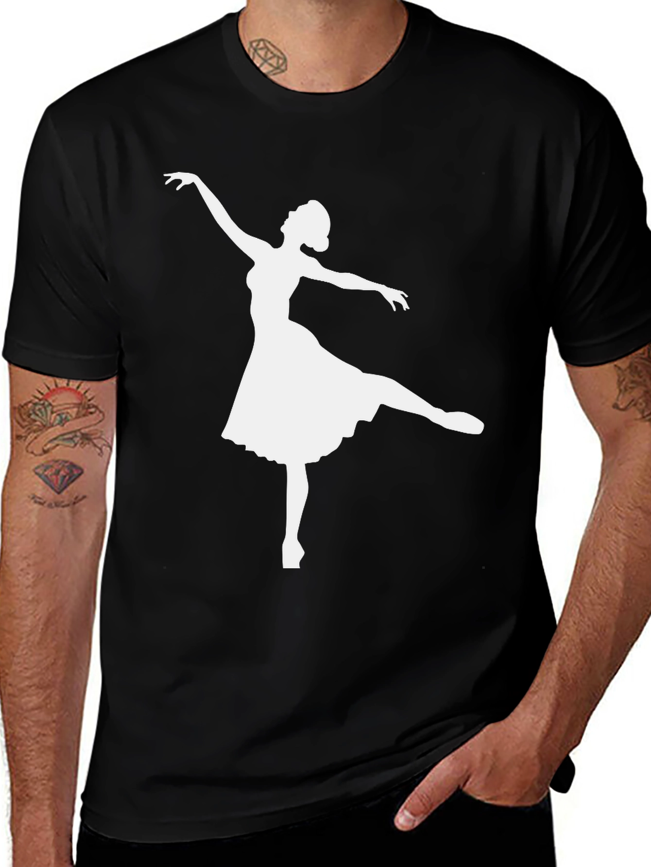 Ballerina Graphic T-Shirt - Black Cotton Tee