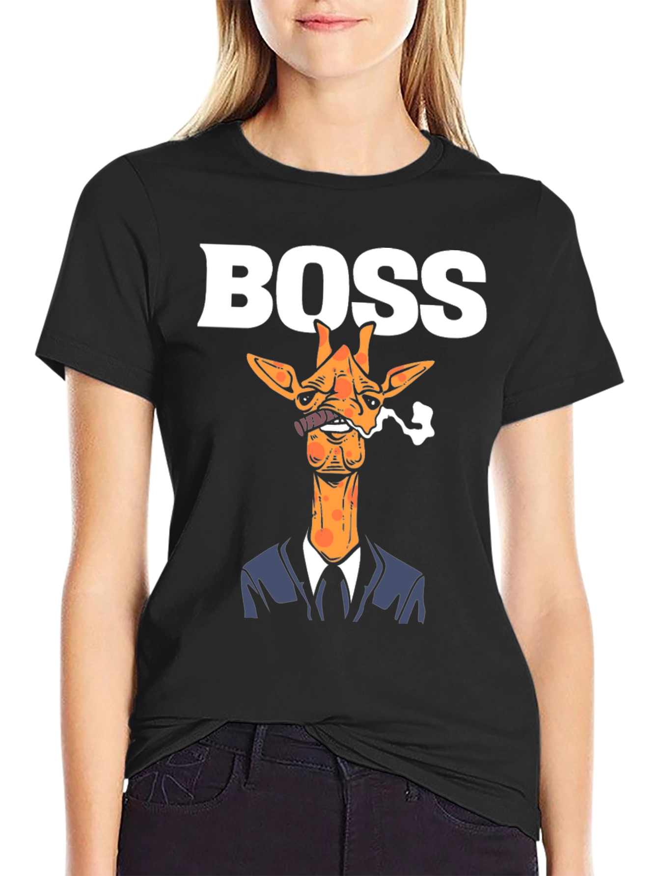 Boss Giraffe Graphic Tee - Funny Animal Shirt