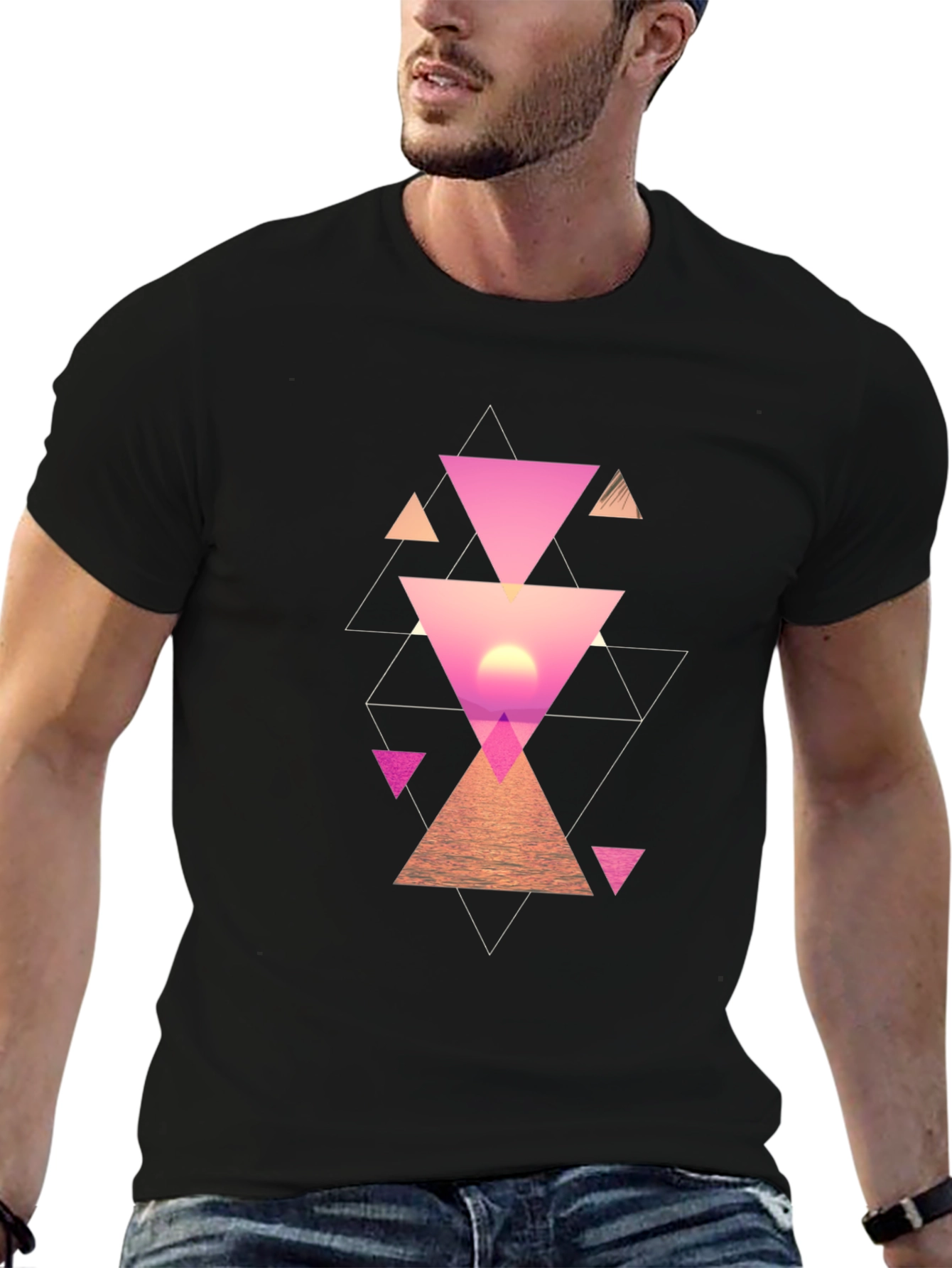 Geometric Sunset Mens Graphic Tee