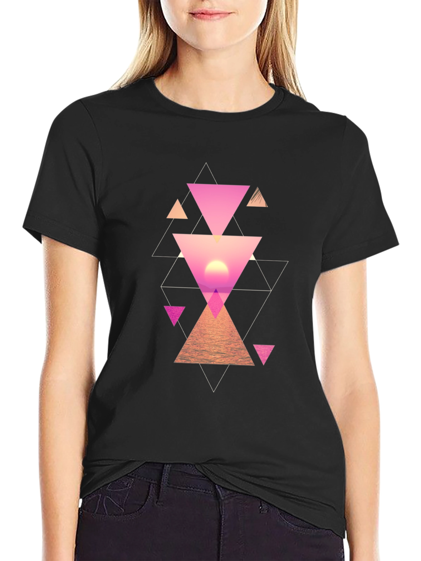 Geometric Sunset Mens Graphic Tee