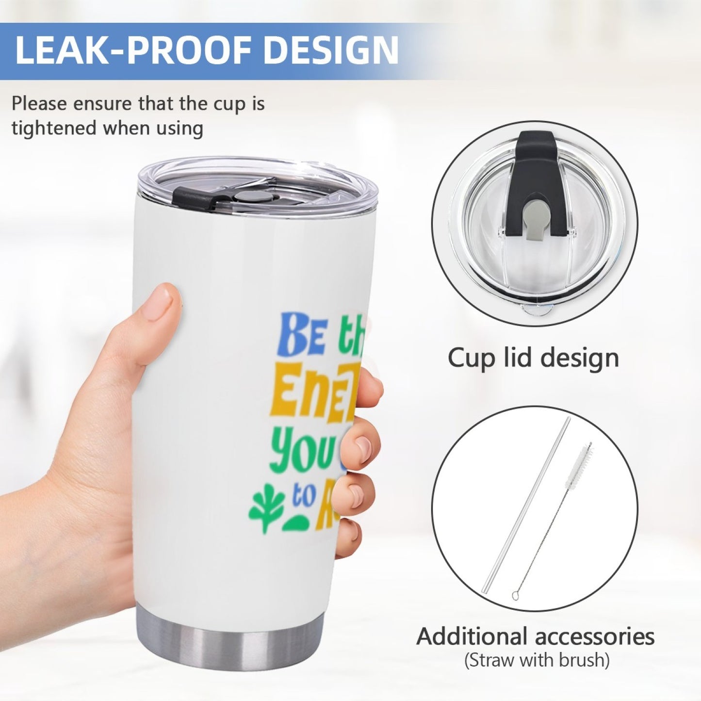 Gym-Friendly Insulated Tumbler - Stainless Steel Graphic Design Drink Cup