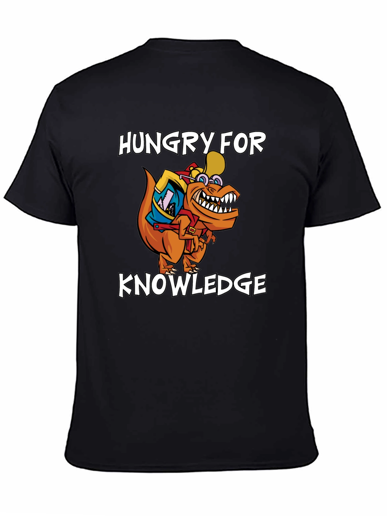 Hungry for Knowledge T-Shirt - Orange Dinosaur