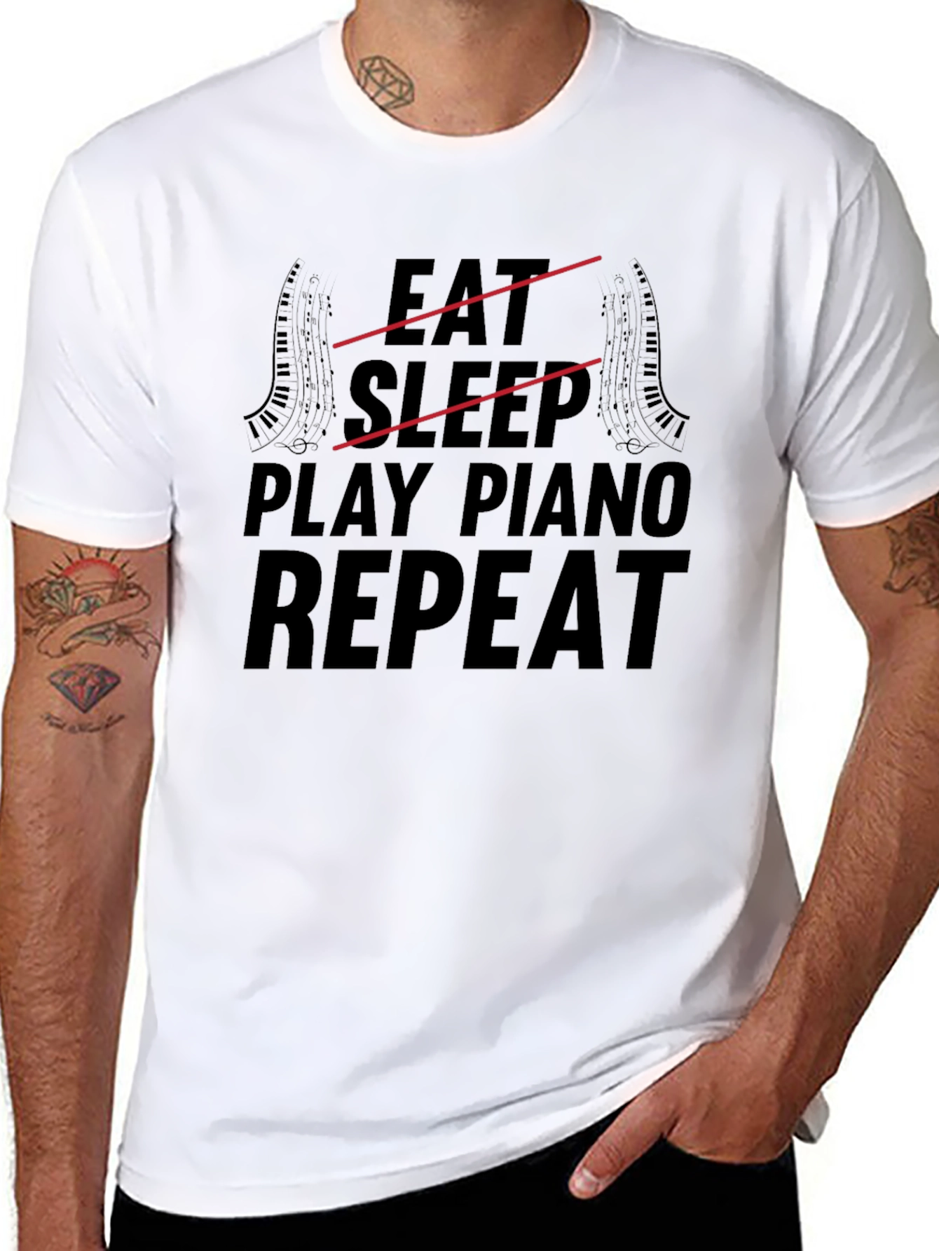 Eat Sleep Play Piano Repeat Graphic Tee
