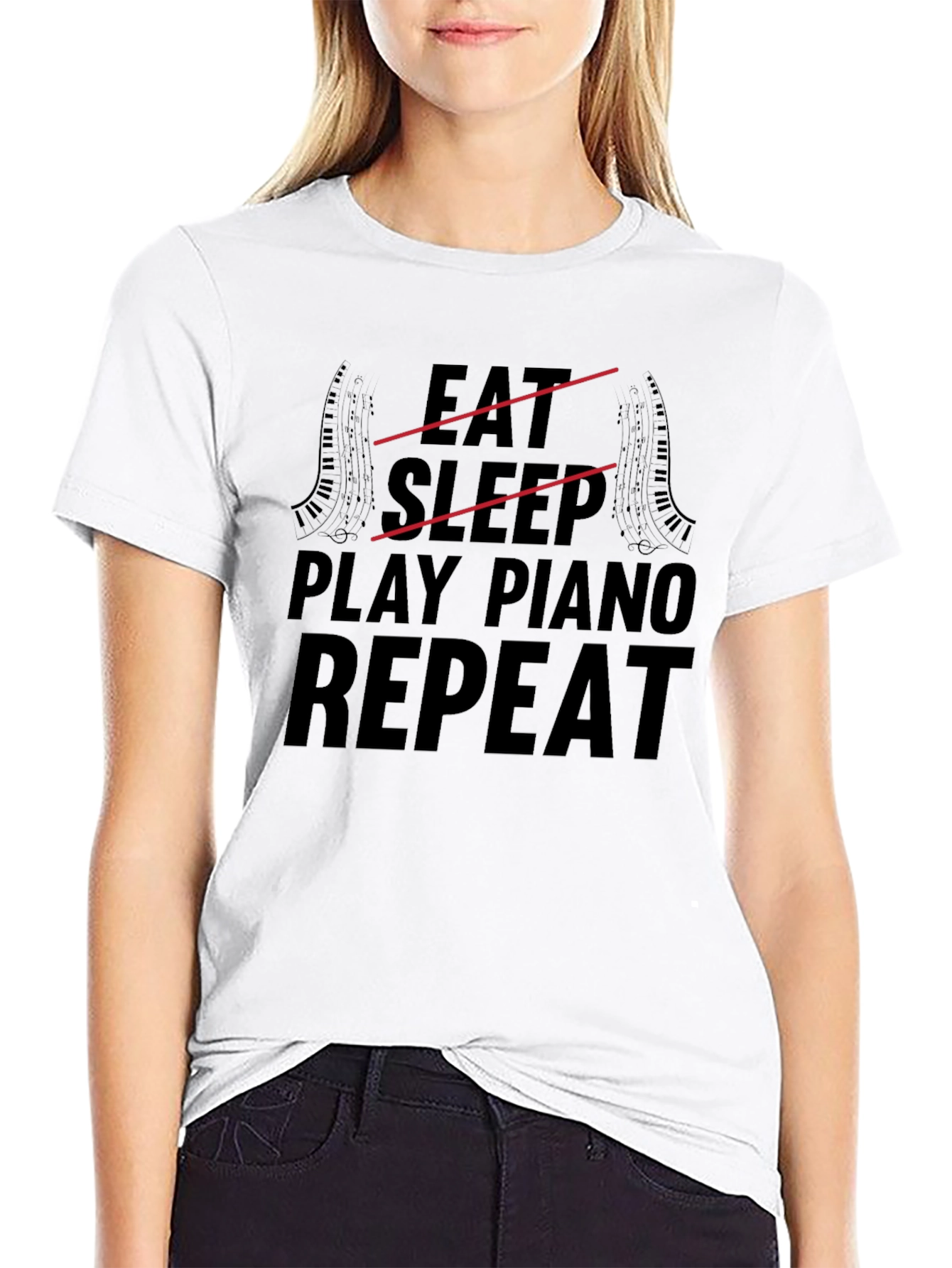 Eat Sleep Play Piano Repeat Graphic Tee