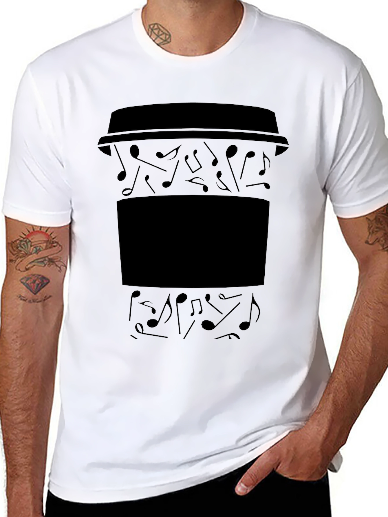 Musical Coffee Graphic Tee - Black