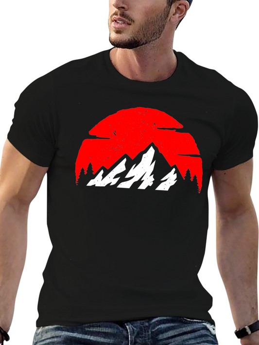 Mountain Sunset Graphic Tee - Black