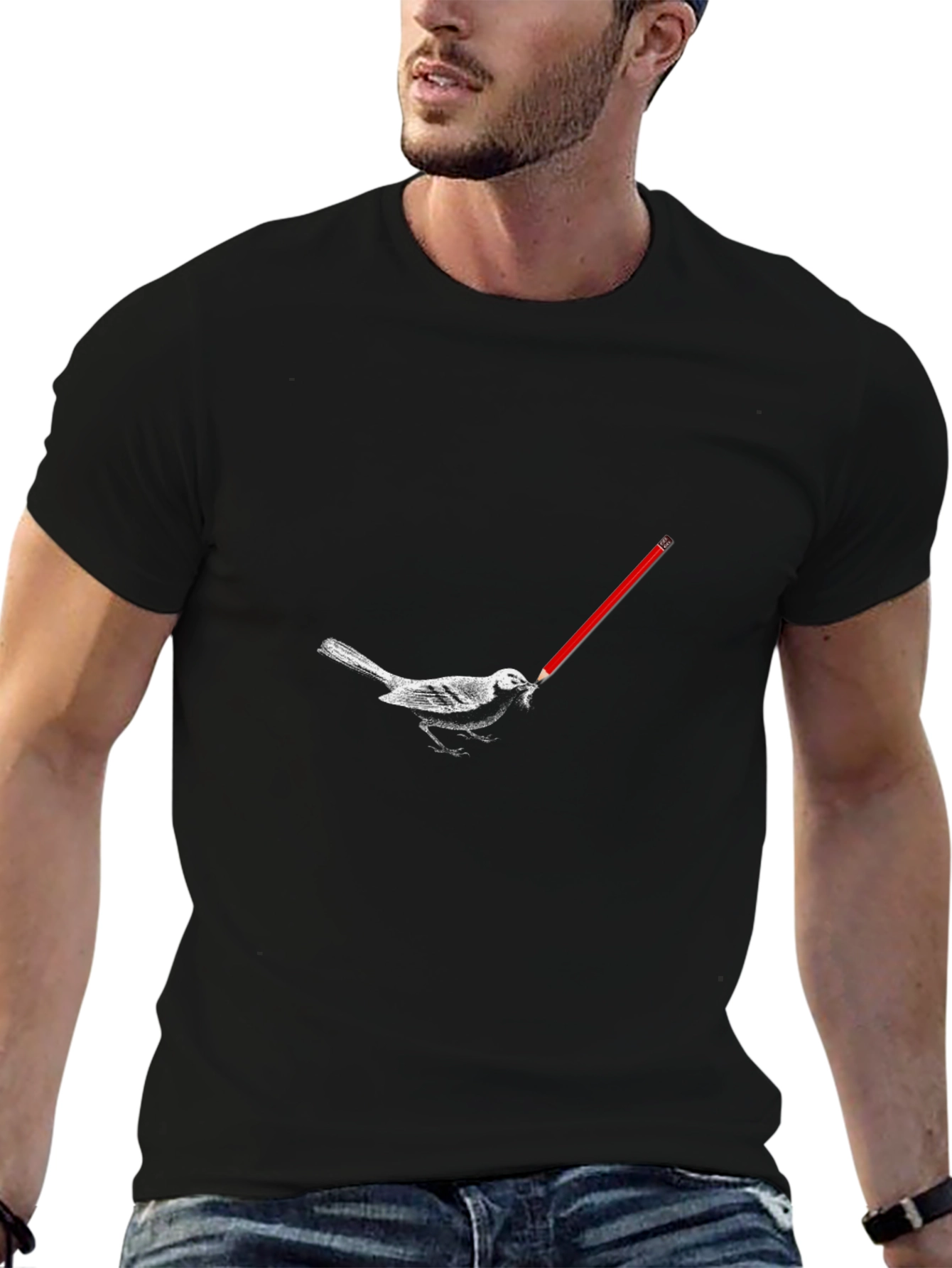 Bird with Pencil Graphic Tee