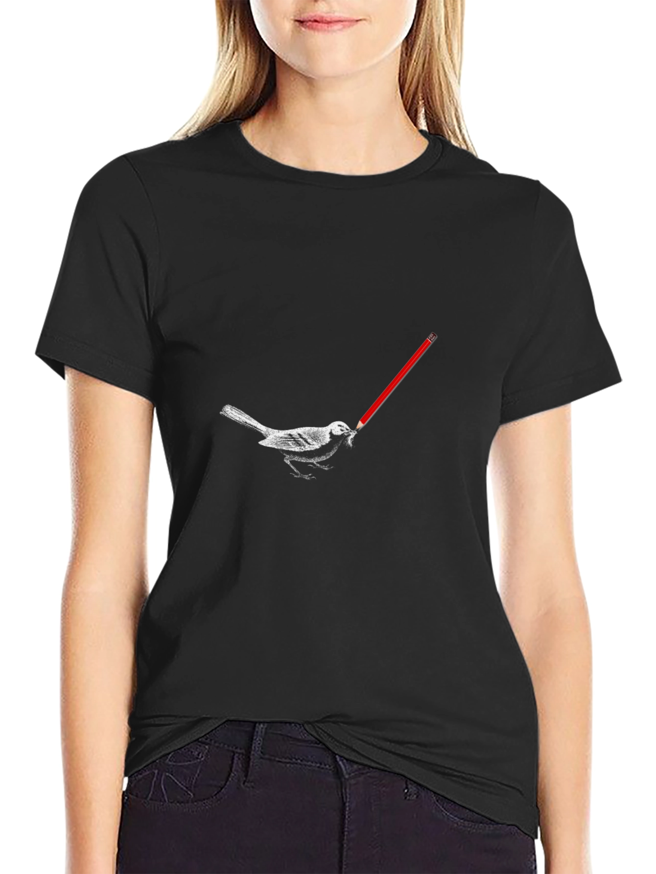 Bird with Pencil Graphic Tee