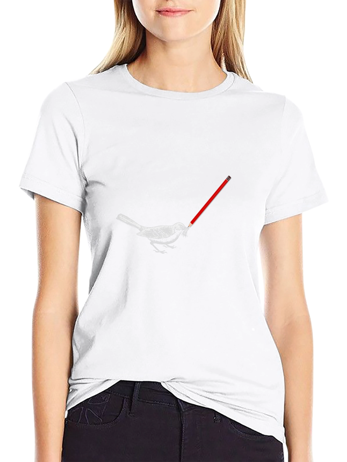 Bird with Pencil Graphic Tee