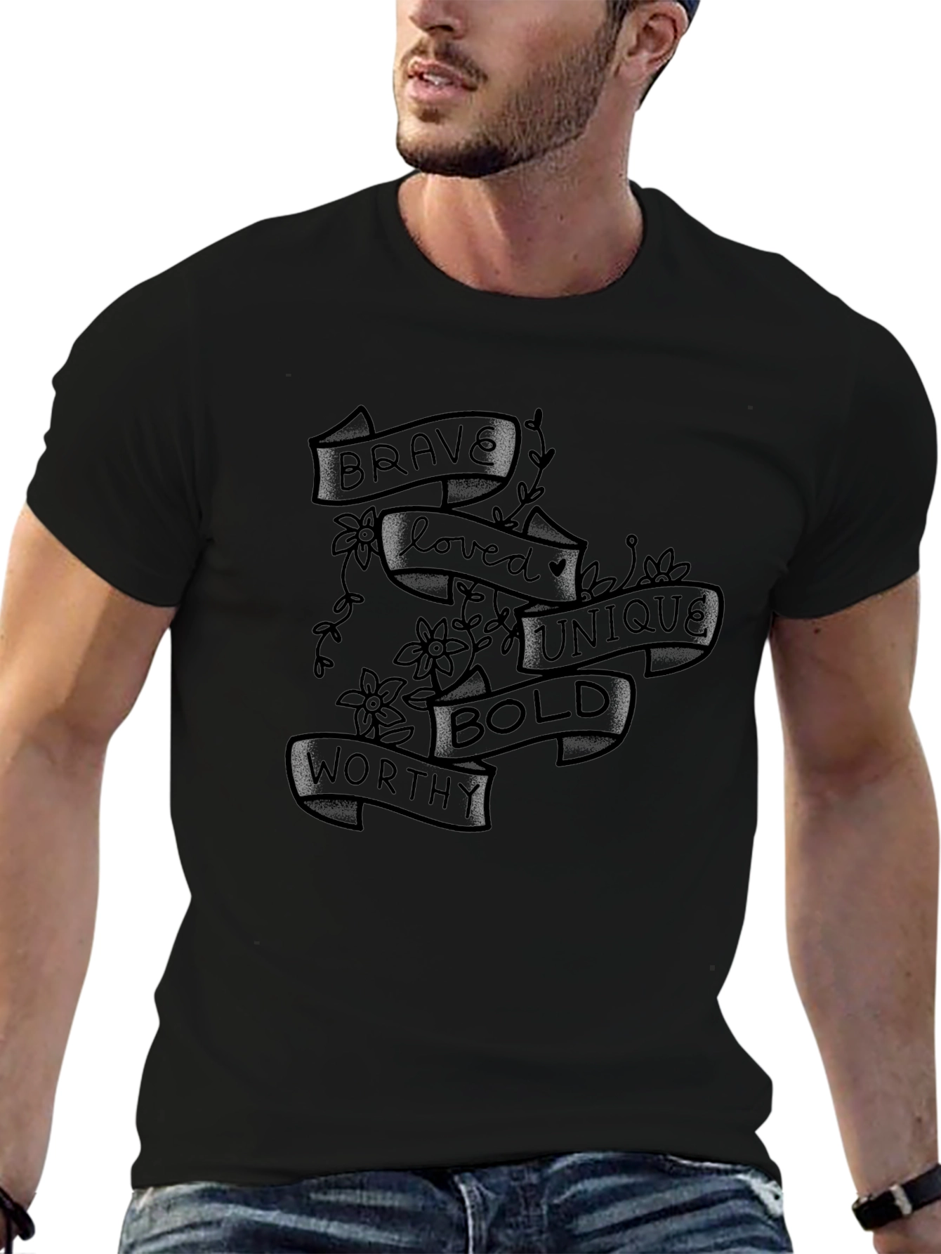 Brave Loved Unique Bold Worthy Graphic T-Shirt