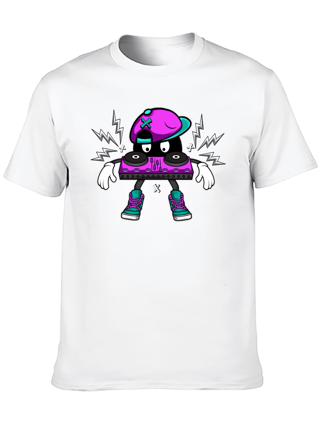 Cool DJ Turntable Character Black T-Shirt