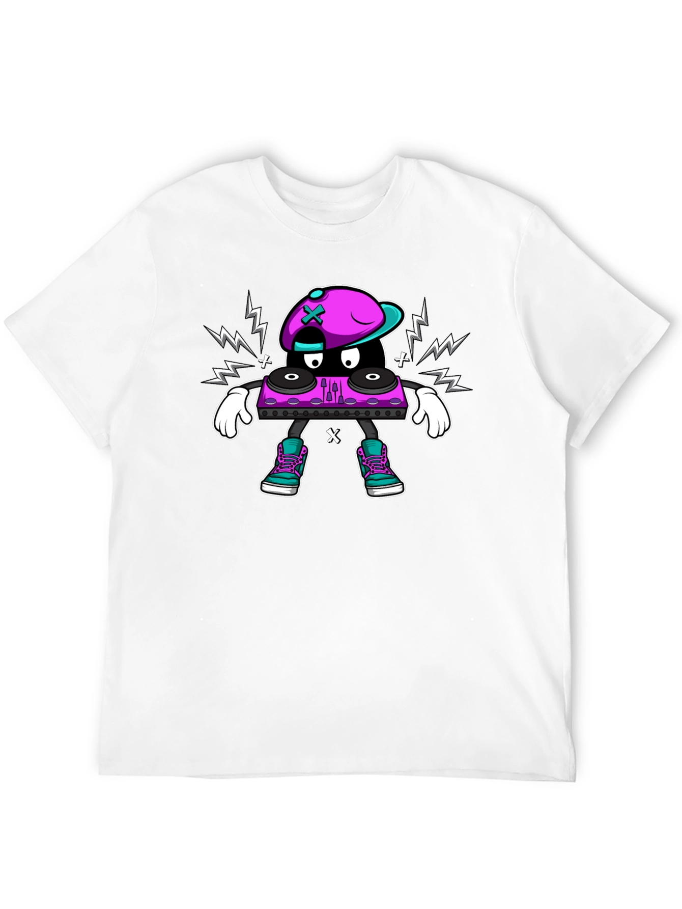 Cool DJ Turntable Character Black T-Shirt