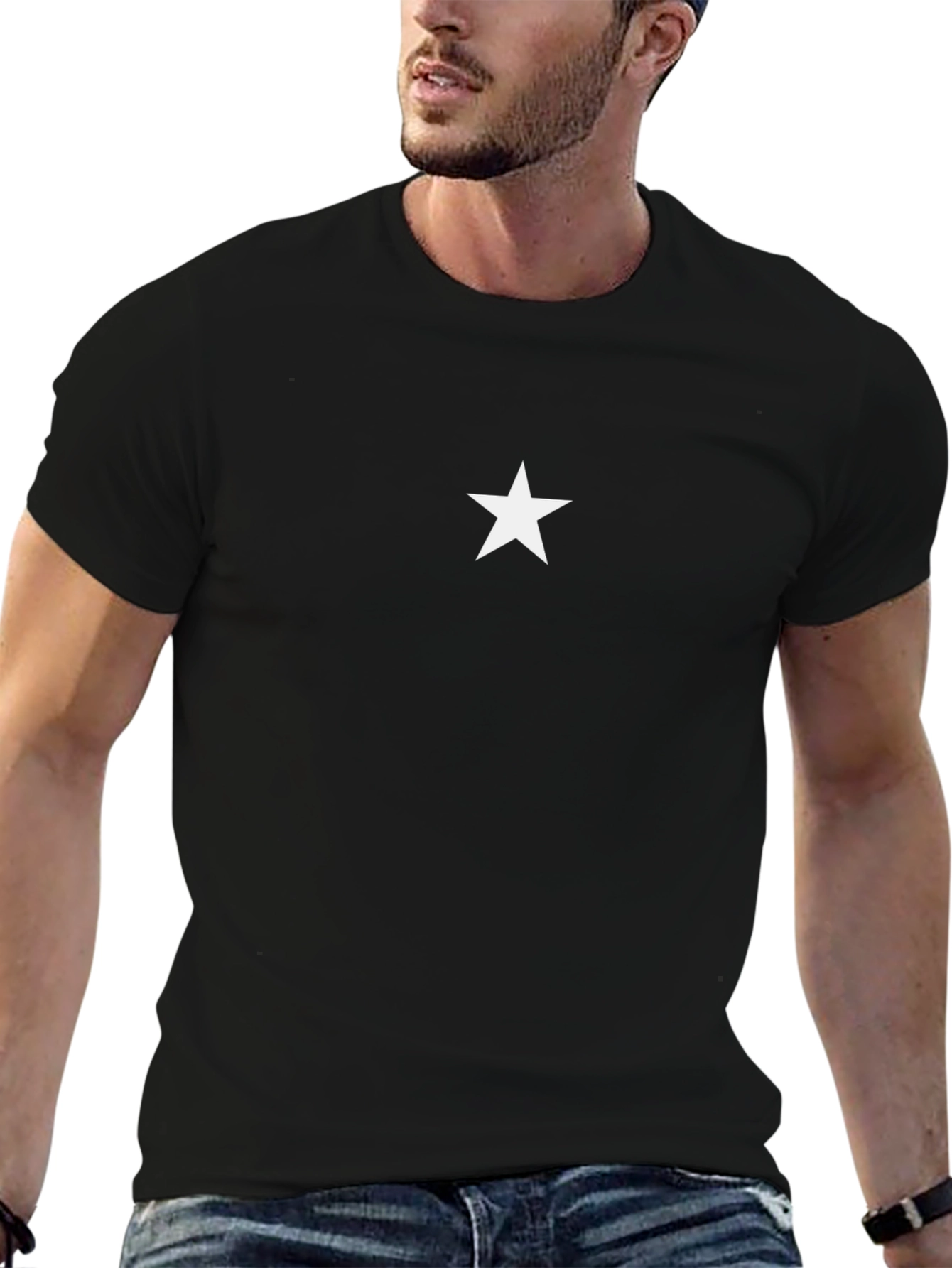 Minimalist Star Graphic Tee - Black
