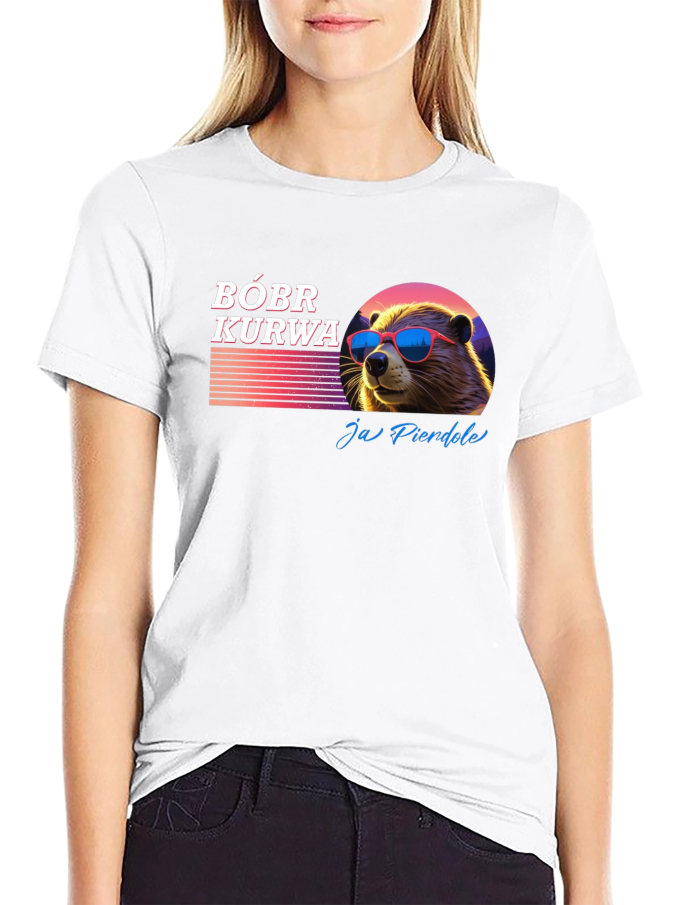 BÓBR KURWA Beaver T-Shirt Cool Sunglasses Graphic Tee