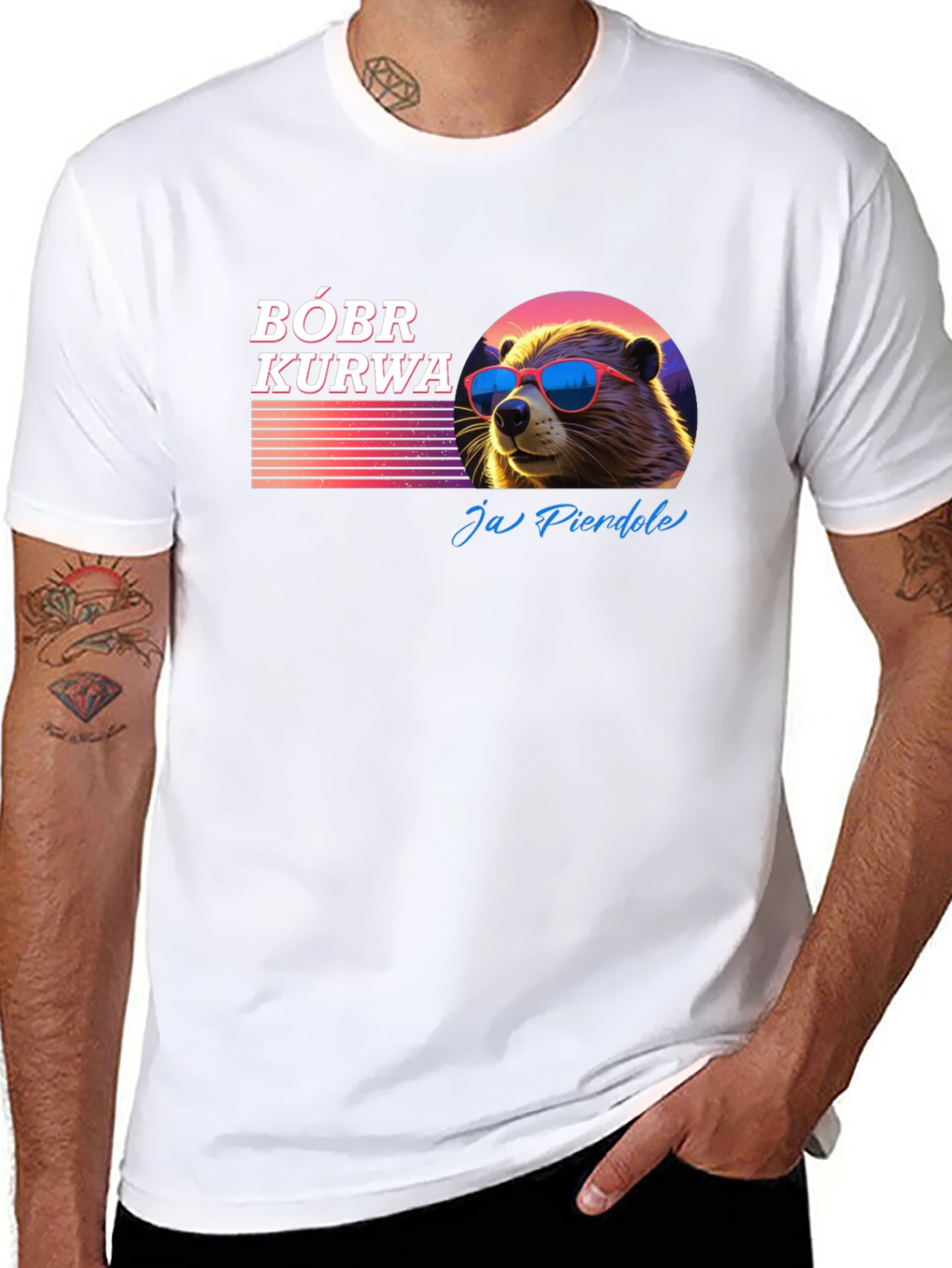 BÓBR KURWA Beaver T-Shirt Cool Sunglasses Graphic Tee